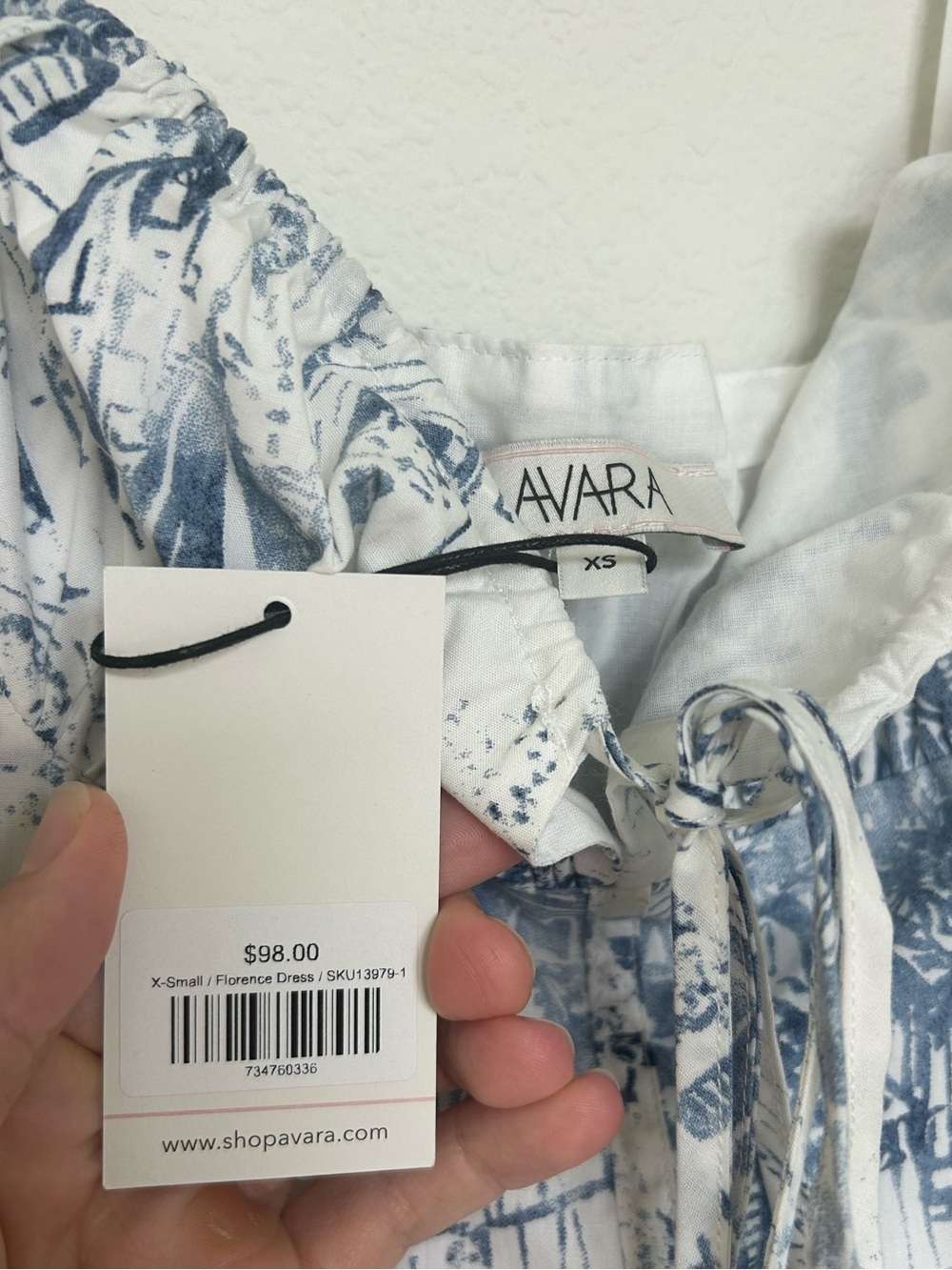 NWT Avara Florence Blue Printed Midi Dress - Picture 7 of 8
